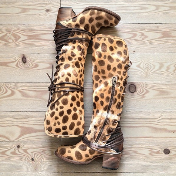 NEW in Box FREEBIRD by Steven Coal Leopard Corset Knee Boots 8 - Picture 8 of 16